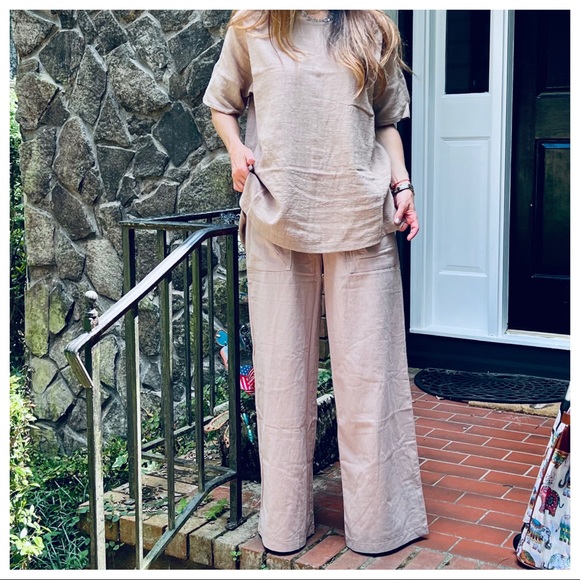 Most Fabulous Woven Cotton Front Pocket Pull on Wide Leg Pants - Picture 11 of 11